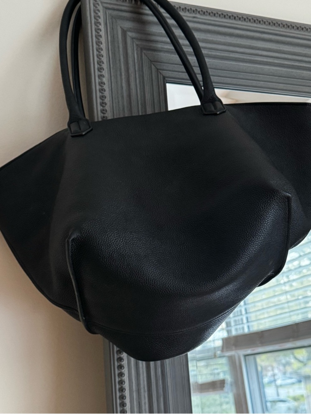 Toteme Black Pebbled Leather Tote